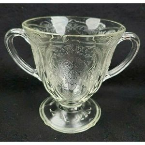 Vintage 1930s Hazel Atlas Crystal Royal Lace 4" Sugar Bowl No Lid Depression